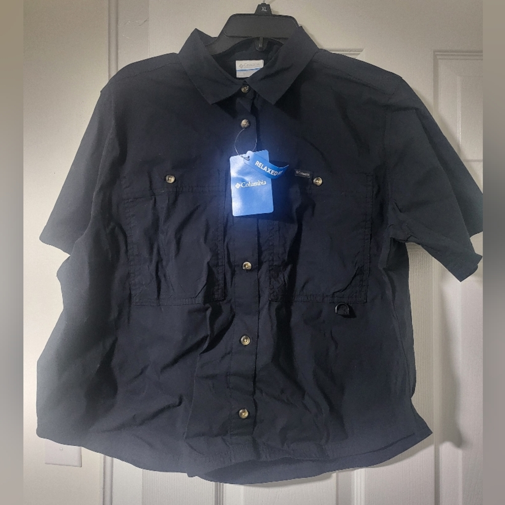 NWT Womens Columbia Brea Falls Black Button-Up Shirt XL